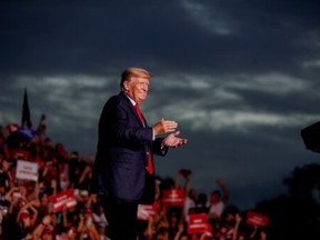 Former President Donald Trump arrives at the Sarasota Fairgrounds to speak to his supporters during the Save America Rally in Sarasota, Florida, U.S. July 3, 2021.