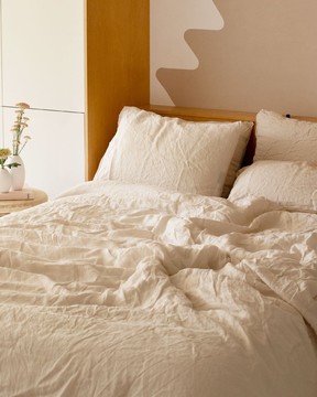 Flax Home’s Queen Duvet Set in Shell.