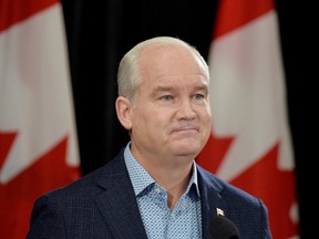 Conservative Party leader Erin O'Toole makes an announcement at an election campaign visit to Vancouver, B.C. on Sept. 12, 2021.