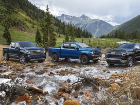(l to r) The 2022 Chevrolet Silverado High Country, ZR2 and LT