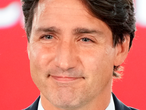 Justin Trudeau reacts during the Liberal election night party in Montreal, Quebec, Canada, September 21, 2021.