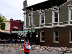 A damaged building in the popular shopping Chapel Street in Melbourne on Wednesday.