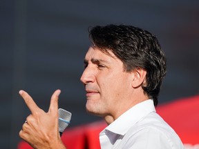 Canada's Liberal Prime Minister Justin Trudeau speaks at an election campaign stop on the last campaign day before the election, in Montreal, Quebec, Canada September 19, 2021. REUTERS/Carlos Osorio