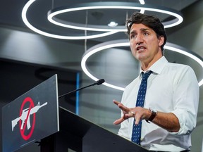 Justin Trudeau makes an announcement during his election campaign tour, in Markham, Ontario, Canada, September 5, 2021.