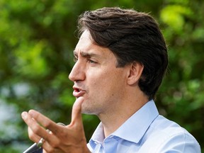 Canada's Prime Minister Justin Trudeau speaks during his election campaign tour in Mississauga, Ontario, Canada.