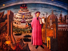 Dante and the Divine Comedy are depicted in a 1465 painting by Domenico di Michelino.