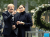 Prince Harry and Meghan, the Duke and Duchess of Sussex, visit the 9/11 Memorial in Manhattan following a meeting with Mayor Bill de Blasio and Governor Kathy Hochul at One World Trade Center, September 23, 2021.