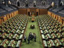 The House of Commons in its temporary location in Parliament Hill's West Block.