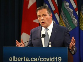 Premier Jason Kenney provided an update on COVID-19 and the ongoing work to protect public health at the McDougall Centre in Calgary on Tuesday, September 28, 2021.