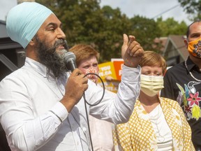 Jagmeet Singh spent part of his day on Wednesday in London West with candidate Shawna Lewkowitz.