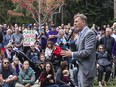 Maxime Bernier speaks to supporters while holding a rally in Edmonton Alberta, September 11, 2021.