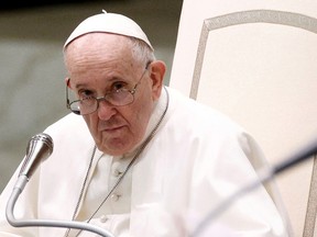 Pope Francis holds the weekly general audience at the Paul VI Audience Hall at the Vatican, August 11, 2021.