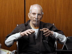 Robert Durst, 78, New York real estate heir, testifies at his murder trial on August 9, 2021 in Inglewood, California.