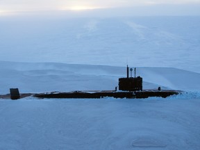 Royal Navy submarine HMS Trenchant after it had broken through the metre-thick ice of the Arctic Ocean.