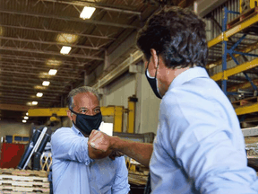 A image posted on Liberal candidate Raj Saini's Instagram and Facebook page August 30th, 2021, showing Saini with Liberal Leader Justin Trudeau.