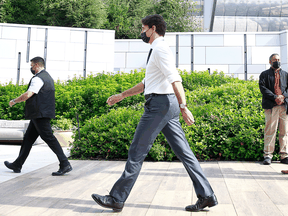 Liberal leader Justin Trudeau leaves a campaign event in Vancouver on September 13. Each subsequent day of the campaign saw B.C. progressively turning against the Liberals.