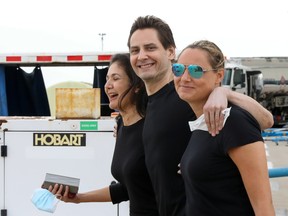 Former diplomat Michael Kovrig, his wife Vina Nadjibulla and sister Ariana Botha.