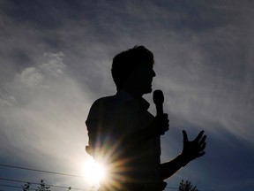 Canada’s Liberal Prime Minister Justin Trudeau during an election campaign stop in Surrey, British Columbia,  Sept. 13, 2021.