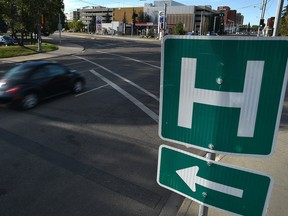 A sign pointing to the Royal Alexandra Hospital in Edmonton.