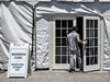 A man enters a monoclonal antibody treatment clinic in Pembroke Pines, Florida.