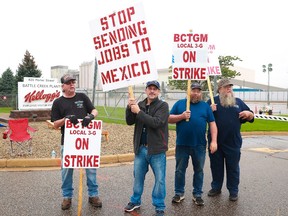 Workers at Kellogg’s cereal plants are striking over the loss of premium health care, holiday and vacation pay, and reduced retirement benefits.