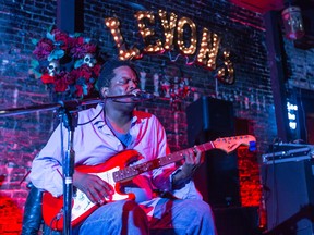 A blues musician plays at Levon’s Bar and Grill, in Clarksdale, Mississippi.