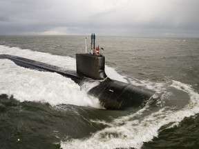 File photo of The Virginia-class attack submarine Pre-Commissioning Unit New Mexico undergoes Bravo sea trials in the Atlantic Ocean.