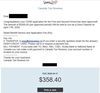An invoice for $358.40 from CTR to a Canadian that applied through the company’s website to receive the $2,000/month CERB twice thinking it was free of charge, according to the Competition Bureau of Canada.