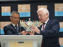 Avi Benlolo, left, presents an award to Bob Rae, Canada's ambassador to the UN, at the launch of the Abraham Global Peace Initiative in New York on Oct. 6.