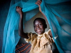 Mosquito nets are one of the few protections for children from mosquito bites that cause malaria, one of the leading killers of children under age five in Africa. (Photo courtesy of UNICEF Canada)