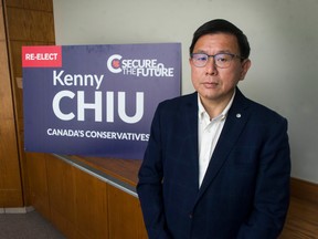 Kenny Chiu, the Conservative candidate for Steveston—Richmond, poses for a picture at his election HQ on Sept. 14. Due to a private members bill critical of China that he introduced last April, Chiu was hounded by complaints and abuse, mostly on social media, from supporters of the Chinese Communist Party.