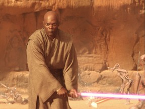 Samuel L. Jackson plays Jedi Master Mace Windu in Star Wars Episode II.