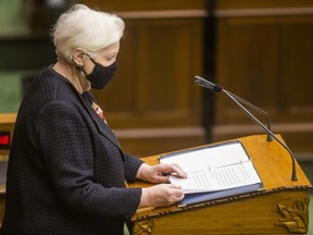 Ontario Lt.-Gov. Elizabeth Dowdeswell delivers the speech from the throne at the legislative assembly of Ontario, in Toronto on Oct. 4.