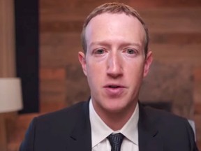 Facebook CEO Mark Zuckerberg testifies on March 25, 2021, during a remote video hearing on "Social Media's Role in Promoting Extremism and Misinformation" conducted by the U.S. House of Representatives Energy and Commerce Committee.02