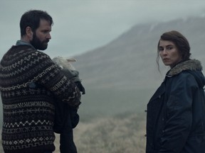 Noomi Rapace, Hilmir Snaer Gu∂nason and a bundle of joy in Lamb.