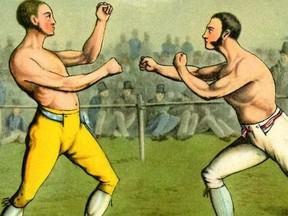 Bare-knuckle boxing.  Engraving by Henry Alken British artist 12 October 1785 - 7 April 1851.