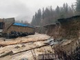 Coquihalla Highway completely washed out — all four lanes — near Othello tunnels east of Hope.