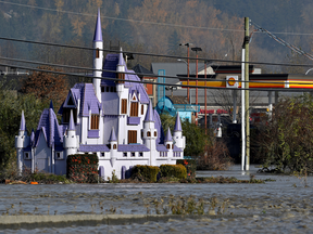 Castle Fun park, a prominent Abbotsford roadside attraction, sits surrounded by floodwaters on Wednesday, Nov. 17.