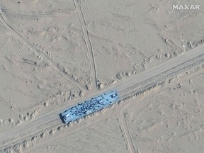 A mobile target on a rail track in the Taklamakan Desert.