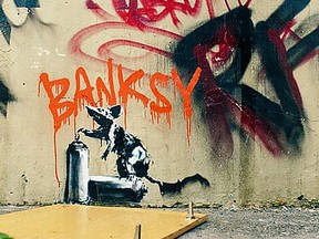 Original art by Banksy — featuring a rat and two spray cans —was painted over in the final episode of BBC series The Outlaws by American actor Christopher Walken.