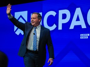 Alberta Premier Jason Kenney makes his keynote speech at the United Conservative Party annual general meeting in Calgary on Saturday, Nov. 20, 2021. 
Gavin Young/Postmedia