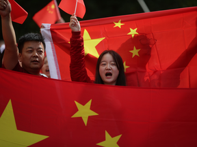 Pro-Beijing protesters pictured in Vancouver in 2019. The Vancouver consulate of the People's Republic of China recently issued a stern reprimand to Vancouver City Hall based on little more than a suspicion that the municipality might do something they disliked.