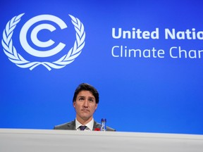 Canada's Prime Minister Justin Trudeau participates at the Global Methane Pledge event during the UN Climate Change Conference (COP26) in Glasgow, Scotland, Britain, November 2, 2021. REUTERS/Kevin Lamarque