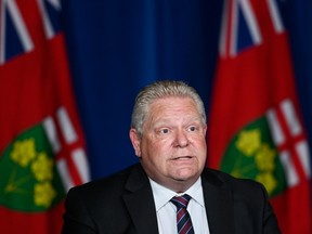 Ontario Premier Doug Ford holds a press conference regarding the plan for Ontario to open up at Queen's Park during the COVID-19 pandemic in Toronto May 20, 2021. THE CANADIAN PRESS/Nathan Denette
