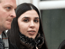 Emma Coronel Aispuro, wife of Joaquin 'El Chapo' Guzman, leaves a U.S. federal courthouse during her husband's trial, February 12, 2019.