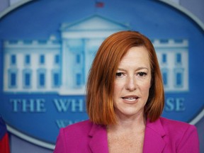 White House Press Secretary Jen Psaki speaks during the daily press briefing on October 22, 2021, in the White House in Washington, DC.