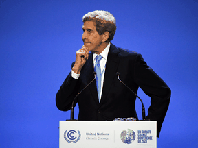 U.S. special climate envoy, John Kerry speaks during a joint China and U.S. announcement at the COP26 climate change conference in Glasgow, Scotland, on November 9, 2021.