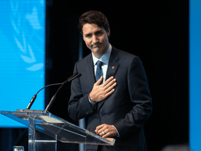 Prime Minister Justin Trudeau speaks during the 2017 UN Peacekeeping Defence Ministerial conference in Vancouver, B.C., on Nov. 15, 2017.