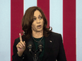 US Vice President Kamala Harris makes an announcement at John F. Kennedy International Airport in New York on November 1, 2021.