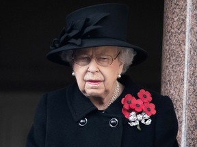 Queen Elizabeth attends last year's National Service of Remembrance at The Cenotaph in London. Aaron Chown/REUTERS